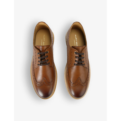 Shop Kurt Geiger Bank Perforated Leather Brogues In Tan
