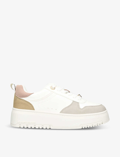 Shop Kg Kurt Geiger Women's Taupe Comb Lana Faux-leather And Faux-suede Low-top Flatform Trainers