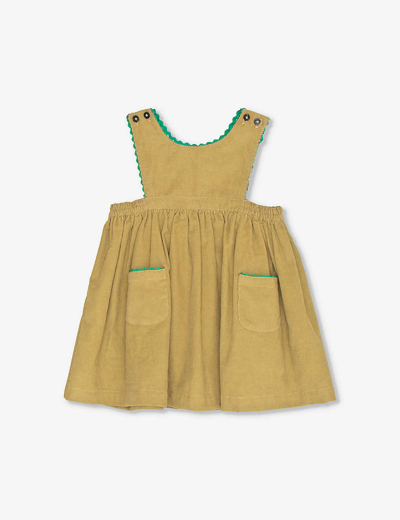 Shop Caramel Jupiter Embroidered-trim Cotton Dress 12-24 Months In Lime