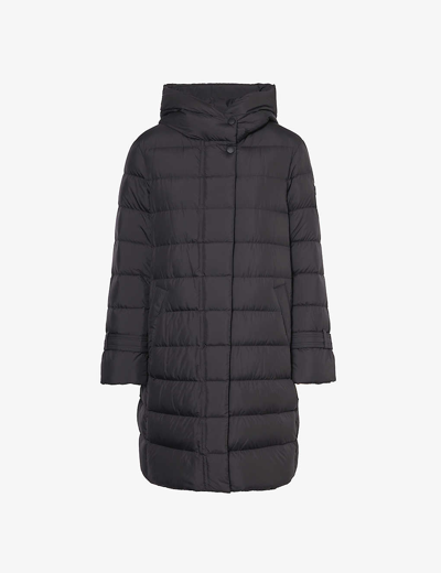 Shop Woolrich Womens Black Ellis Funnel-neck Shell-down Hooded Parka Jacket