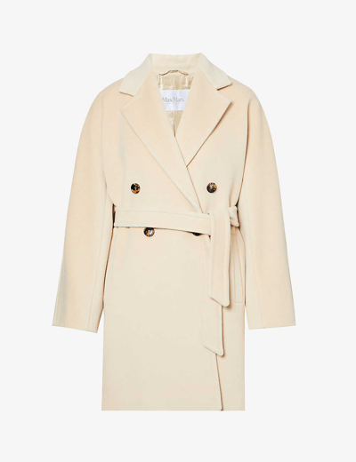 Shop Max Mara Pila Double-breasted Wool And Cashmere-blend Coat In Beige
