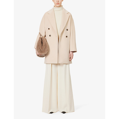 Shop Max Mara Women's Beige Pila Double-breasted Wool And Cashmere-blend Coat