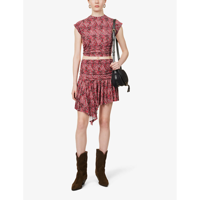 Shop Isabel Marant Étoile Isabel Marant Etoile Women's Cranberry Juliany Abstract-pattern Stretch-woven Mini Skirt
