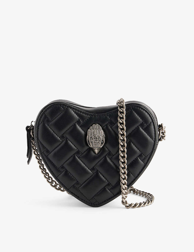 Shop Kurt Geiger London Womens Black Kensington Heart-shaped Quilted Leather Cross-body Bag