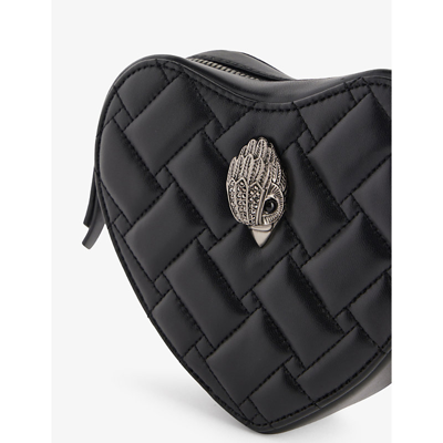 Shop Kurt Geiger London Womens Black Kensington Heart-shaped Quilted Leather Cross-body Bag