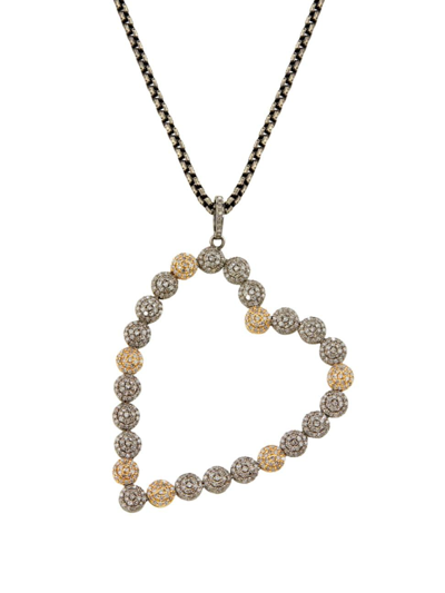 Shop Nina Gilin Women's 14k Yellow Gold & 4.40 Tcw Diamond Oversized Heart Pendant Necklace In Silver