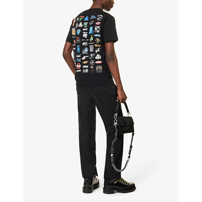 Shop Off-white C/o Virgil Abloh Men's Black Logic Brand-print Cotton-jersey T-shirt