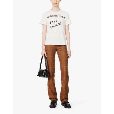 Shop Weekend Max Mara Women's White Nervi Graphic-print Cotton-jersey T-shirt