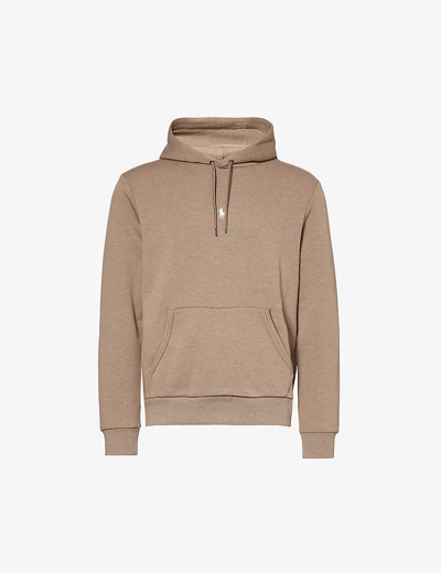 Shop Polo Ralph Lauren Logo-embroidered Cotton And Recycled-polyester-blend Hoody In Dk Taupe Heather
