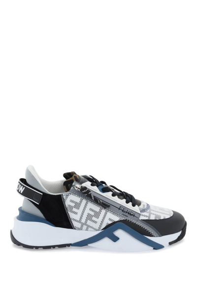 Shop Fendi Flow Sneakers In Black,white,grey