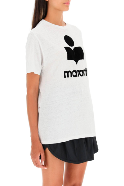 Shop Marant Etoile Zewel T-shirt With Flocked Logo In White