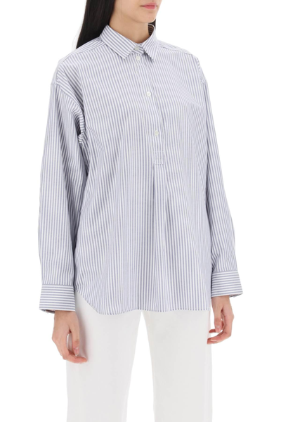 Shop Totême Striped Oxford Shirt In White,blue