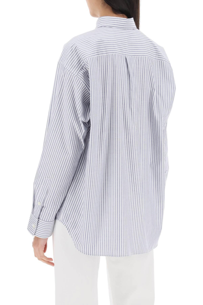 Shop Totême Striped Oxford Shirt In White,blue