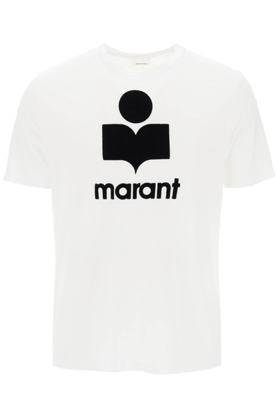Shop Marant Karman T-shirt With Flocked Logo In White