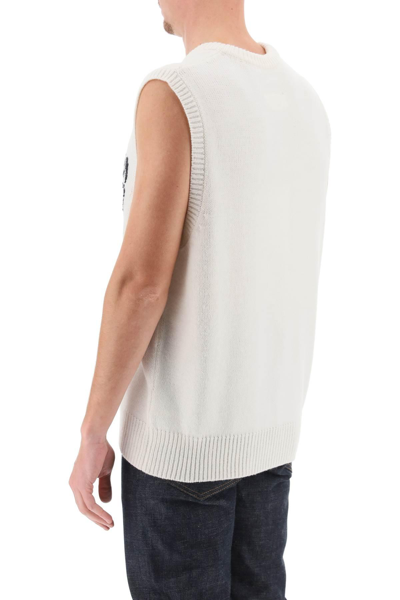 Shop Mm6 Maison Margiela Vest With Jacquard Numeric Logo In White