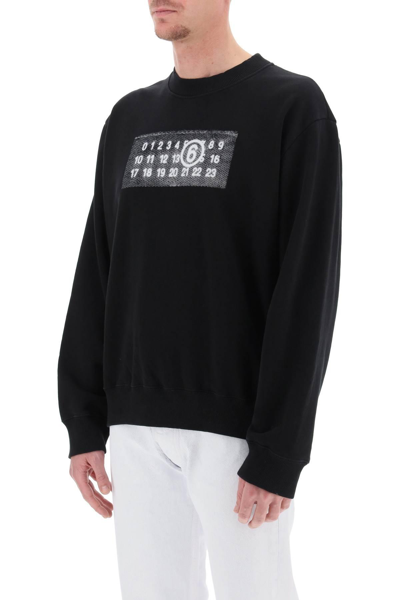 Shop Mm6 Maison Margiela Sweatshirt With Numeric Logo Print In Black