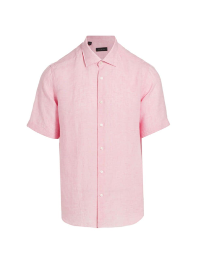 Shop Saks Fifth Avenue Men's Collection Linen Short-sleeve Shirt In Light Pink