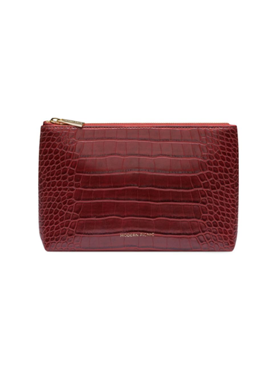 Shop Modern Picnic Women's Snacker Faux Leather Pouch In Red Croc