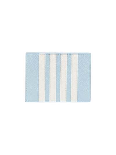 Shop Thom Browne Men's Single Leather Card Holder In Blue