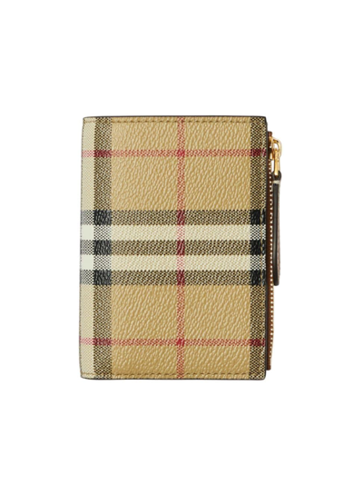 Shop Burberry Women's Classic Check Small Bifold Wallet In Archive Beige
