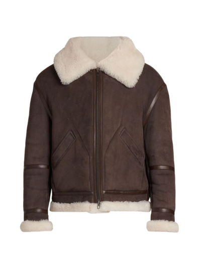 Shop Loro Piana Men's Monterosa Shearling Aviator Jacket In Brown