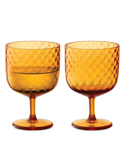 Shop Lsa Dapple 2-piece Wine Glass Set In Sun Amber