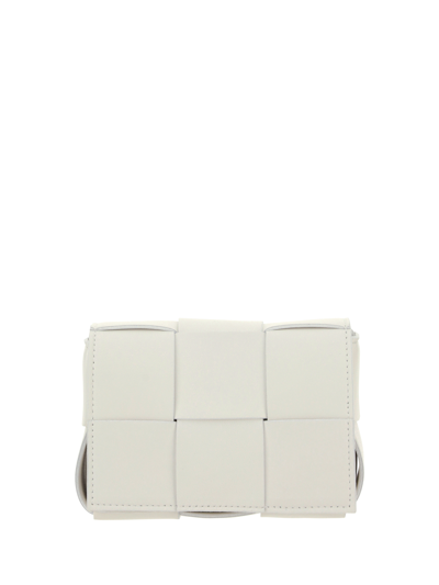 Shop Bottega Veneta Cassette Mini Shoulder Bag In White-gold