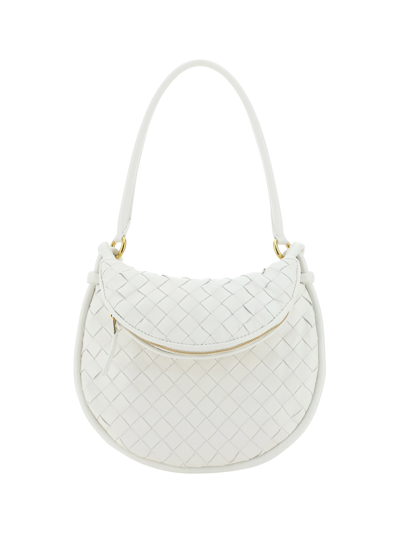 Shop Bottega Veneta Small Gemini Shoulder Bag In White-m Brass