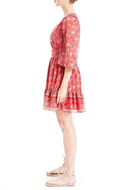 Shop Max Studio Tiered Medallion Print Dress In Redhbscv-red Hibiscus Vine