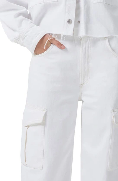 Shop Agolde Minka High Waist Wide Leg Organic Cotton Cargo Jeans In Milkshake