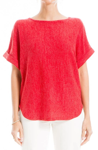 Max Studio Short Sleeve Ribbed T-shirt In Red