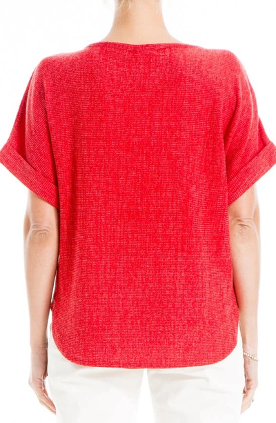 Max Studio Short Sleeve Ribbed T-shirt In Red