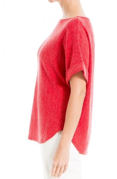 Max Studio Short Sleeve Ribbed T-shirt In Red