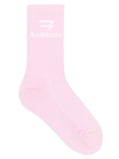 Shop Balenciaga Women's Sporty B Tennis Socks In Pink White