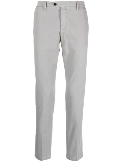 Shop Briglia 1949 Ash Grey Stretch-cotton Trousers In Grigio