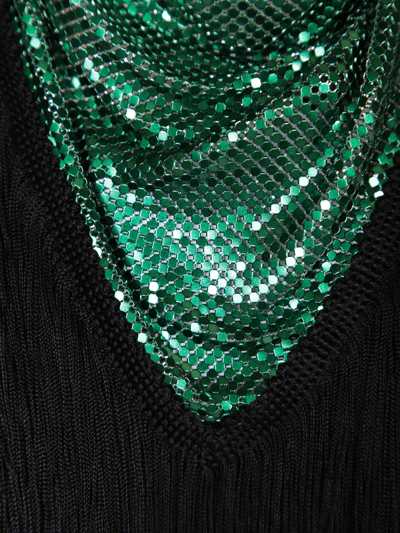 Shop Rabanne Fringe Detail Emerald Scarf In Green