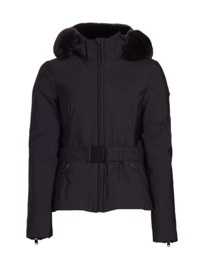 Shop Goldbergh Women's Hida Belted Hood Shell Ski Jacket In Black