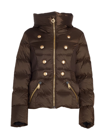 Shop Goldbergh Women's Bouton Hood Shell Ski Jacket In Dark Brown