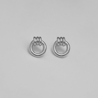 Shop Ruddock Gusto Knotted Hoop Earrings In Grey