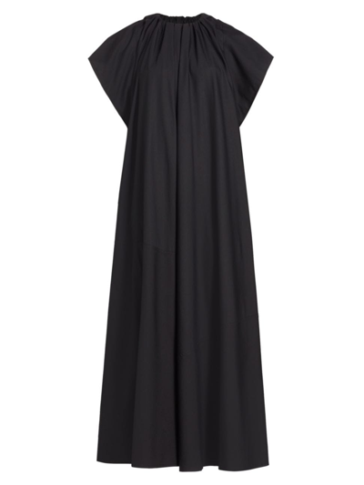 Shop Mm6 Maison Margiela Women's Shirred Maxi Dress In Black