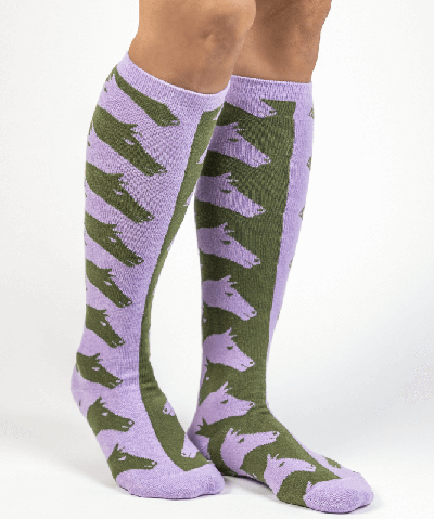 Shop Forza Cavallo Lavender & Olive Escher Horse Women's Socks In Purple