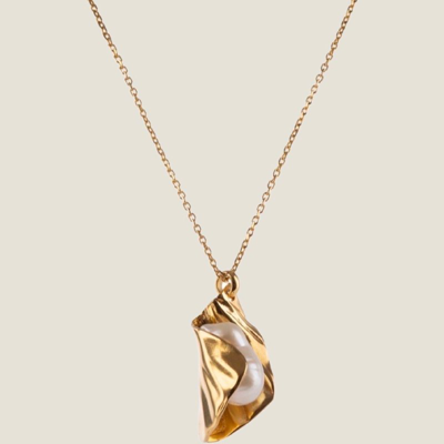 Shop Ruddock Baroque Pearl Pendant In Gold