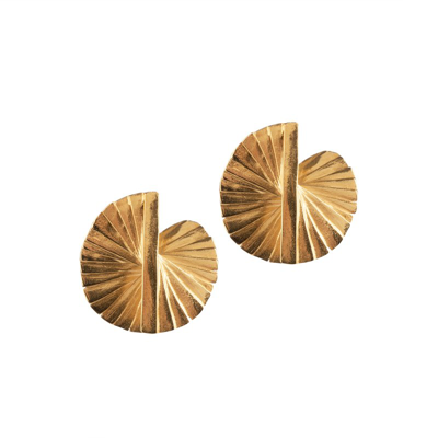 Shop Ruddock Large Fan Earrings In Gold
