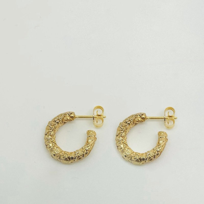 Shop Ruddock Crushed Hoop Earrings In Gold