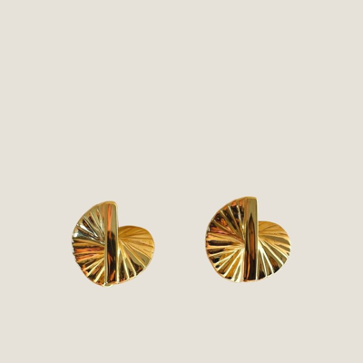 Shop Ruddock Baby Fan Earrings In Gold