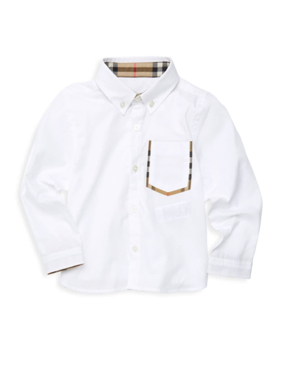 Shop Burberry Little Boy's & Boy's Long Sleeve Harry Shirt In White