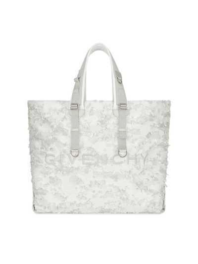 Shop Givenchy Men's Large G-shopper Tote Bag In Nylon In White Grey