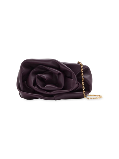 Shop Burberry Women's Rose Leather Chain Clutch In Prune