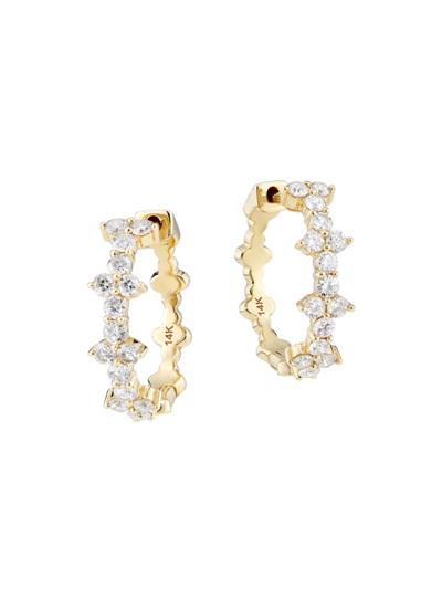 Shop Saks Fifth Avenue Women's 14k Yellow Gold & 0.84 Tcw Diamond Hoop Earrings