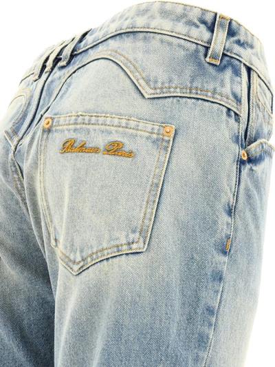 Shop Balmain "western" Bootcut Jeans In Blue